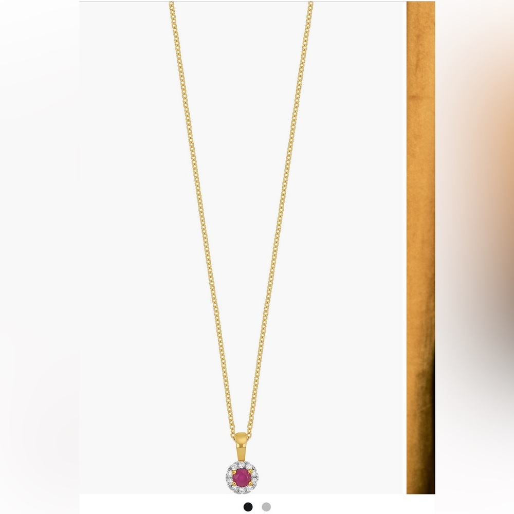 Bony Levy NEW El Mar Diamond & Ruby Circle Pendant Necklace $650 MSRP🔥